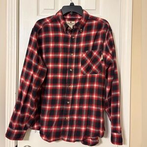Woolrich Men's Long Sleeve Flannel Button Shirt Red/Blue Plaid, Size L